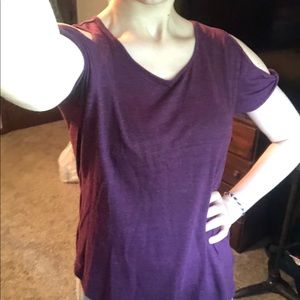 Maroon Cold Shoulder Tee